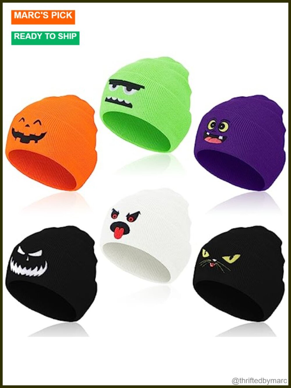 Skull Beanie Hats 6 Pc Set Wool Halloween Winter Cap